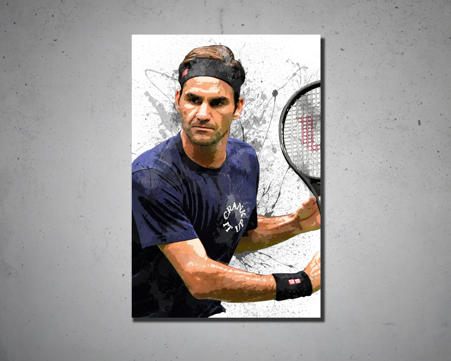 Roger Federer Splash Effect Canvas Art