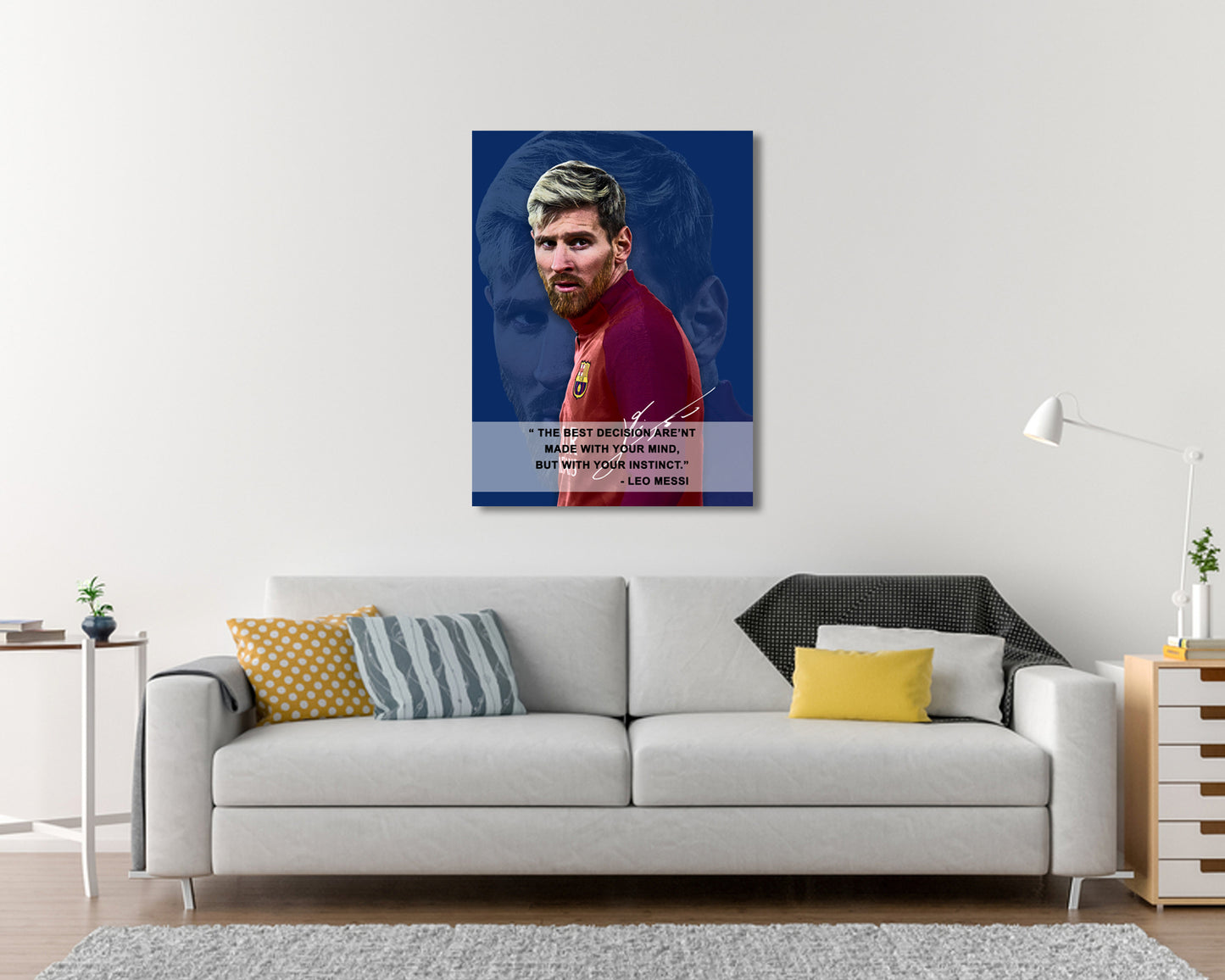 Lionel Messi The best decision arent made with your mind Canvas Wall Art