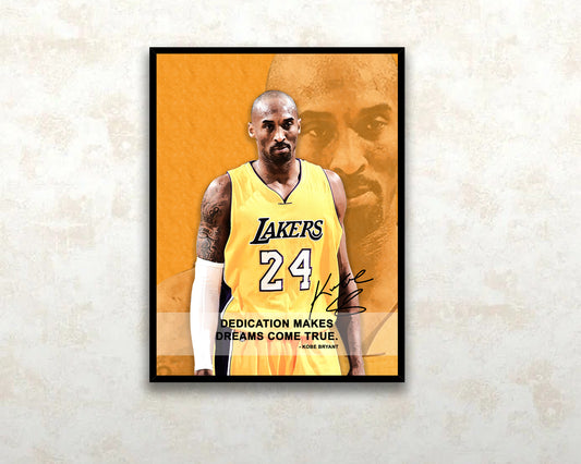 Kobe Bryant Dedication makes dreams come true Canvas Wall Art