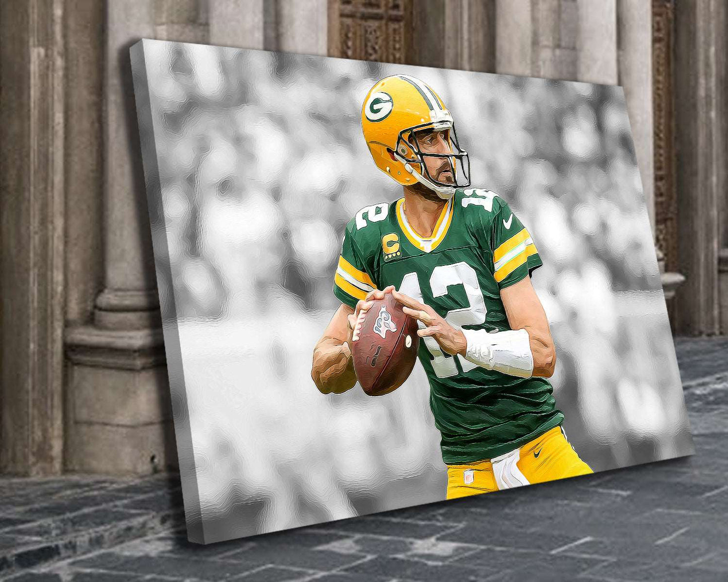 Aaron Rodgers Black & White Canvas Art