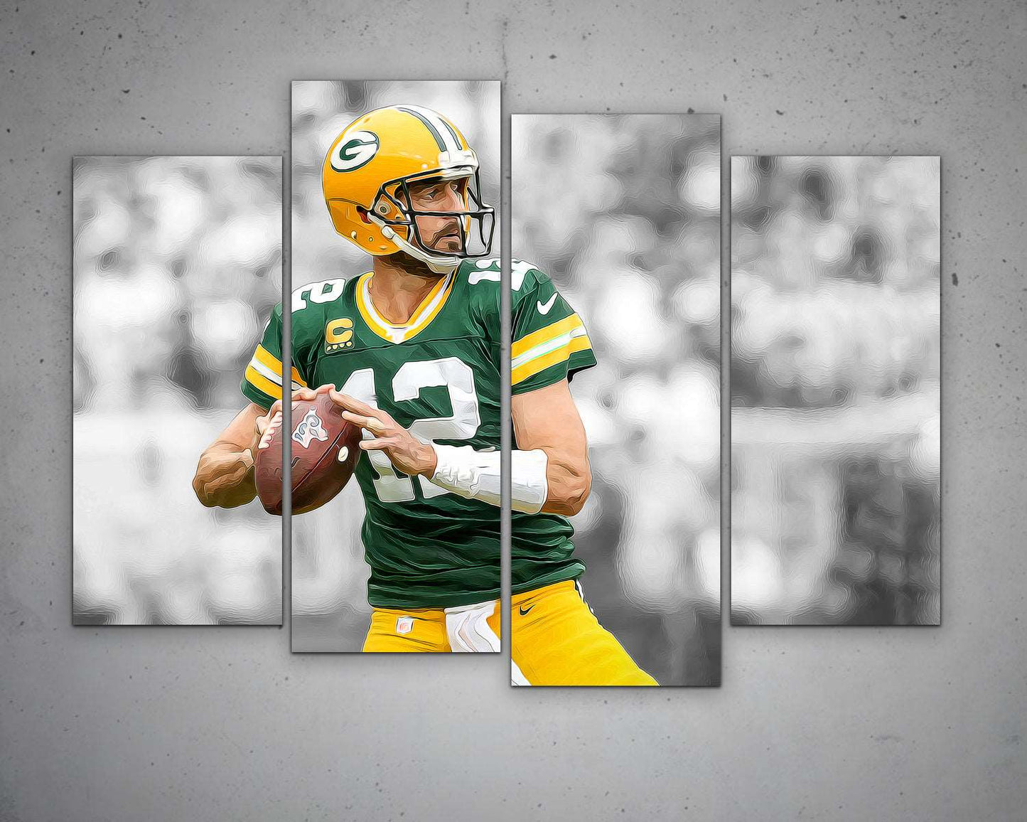 Aaron Rodgers Black & White Canvas Art