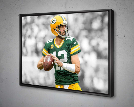 Aaron Rodgers Black & White Canvas Art
