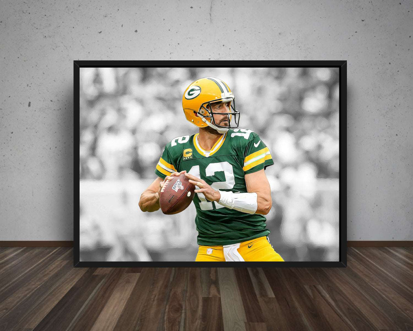 Aaron Rodgers Black & White Canvas Art