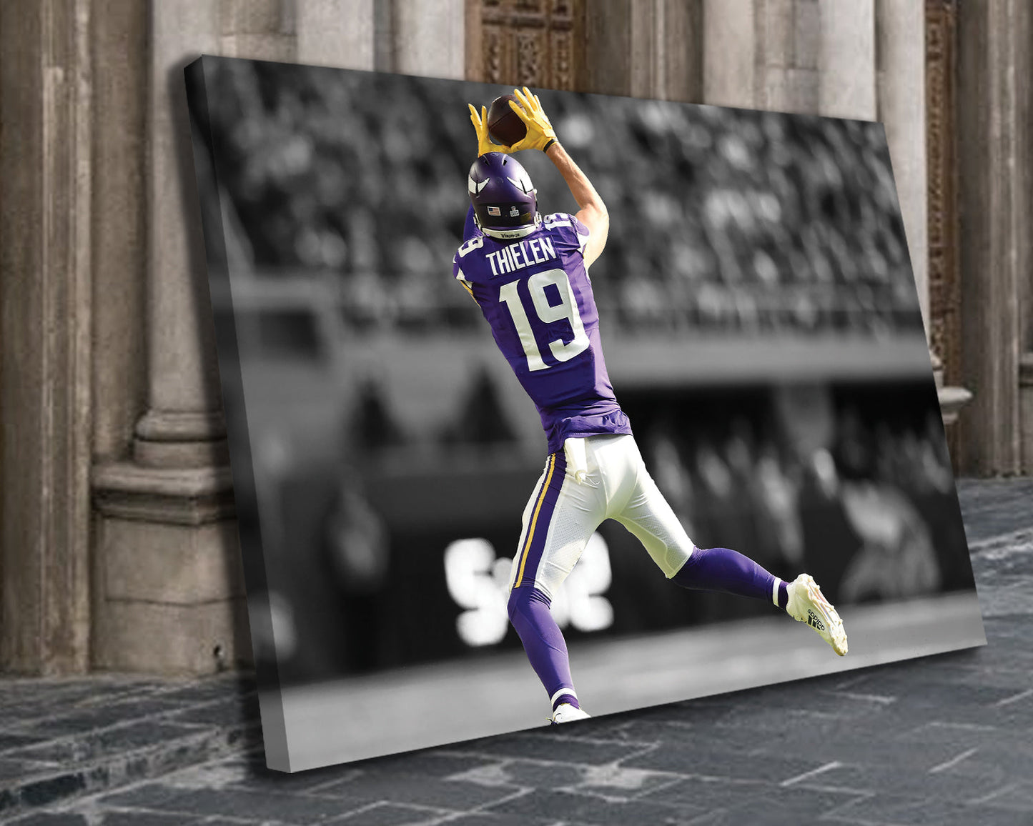 Adam Thielen Black & White Canvas Art