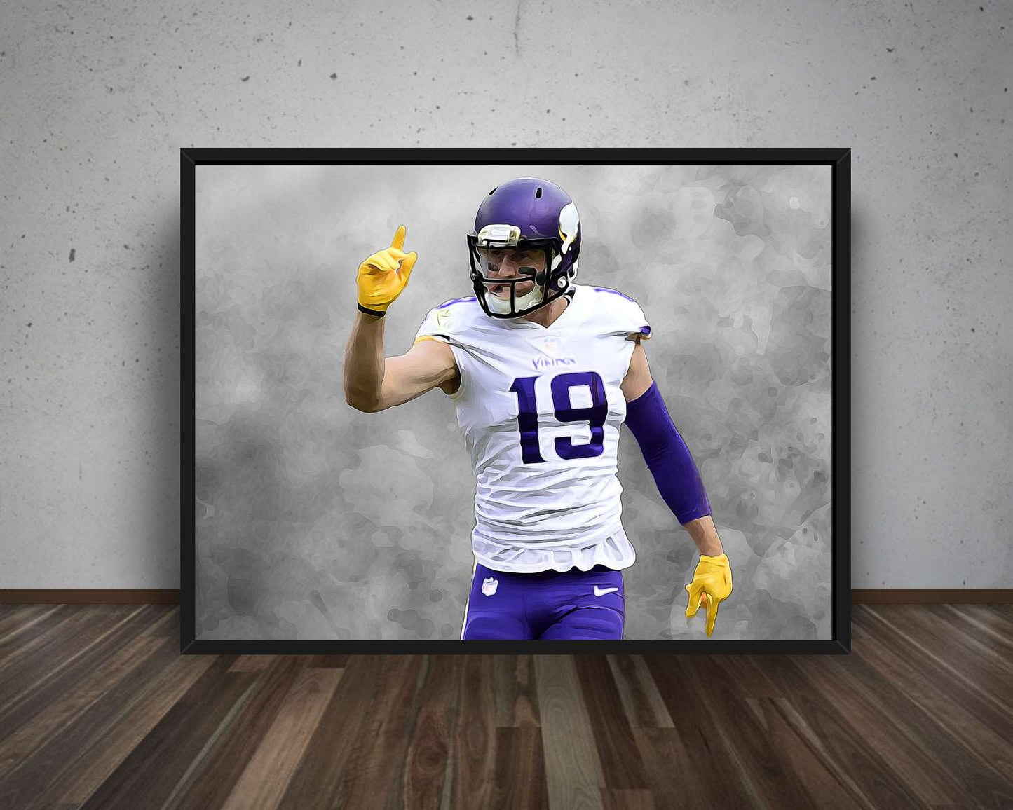 Adam Thielen Black & White Canvas Art