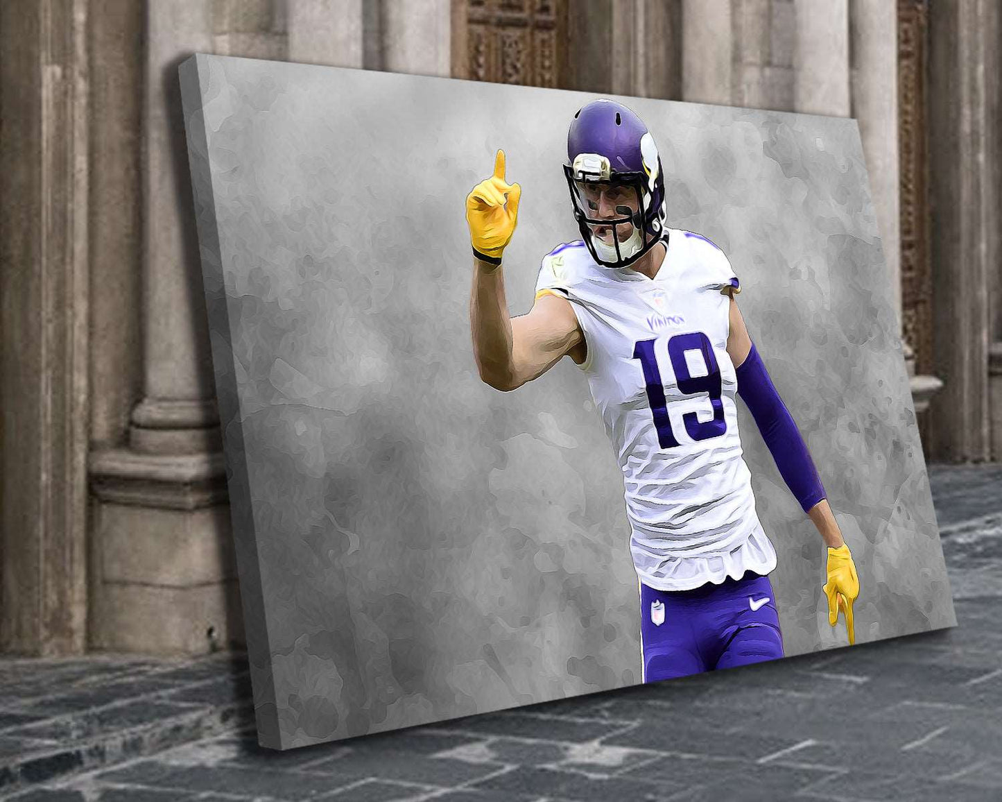 Adam Thielen Black & White Canvas Art