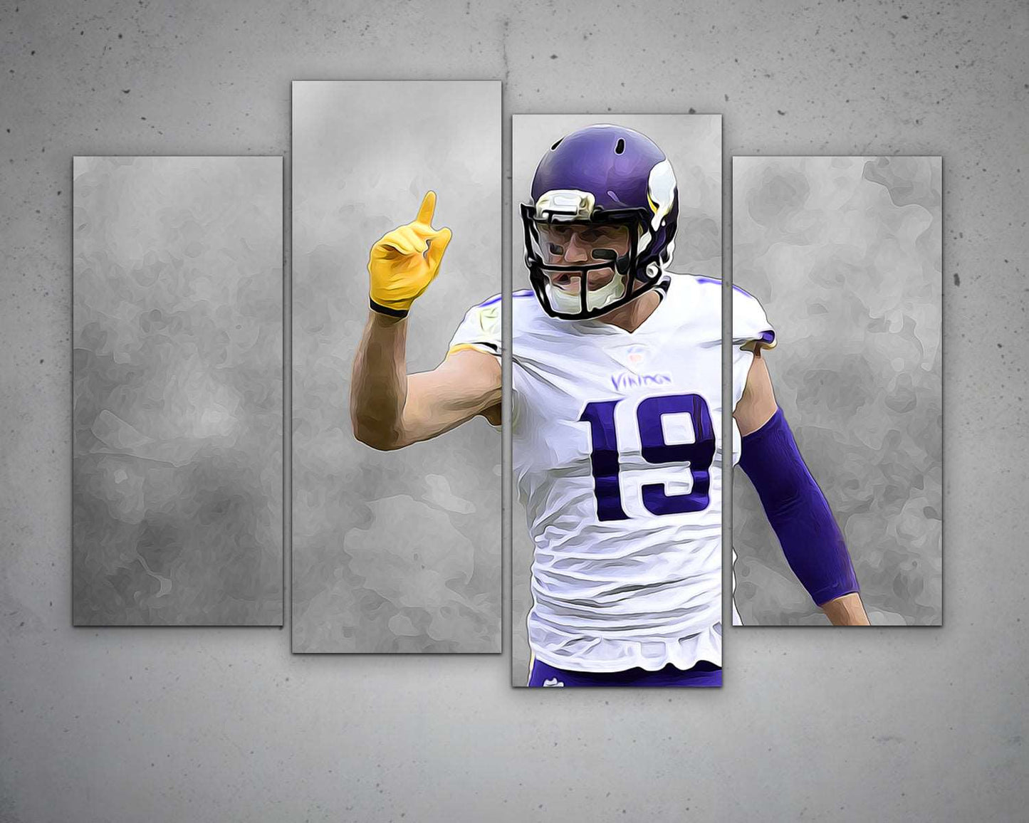 Adam Thielen Black & White Canvas Art