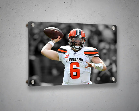 Baker Mayfield Black & White Canvas Art