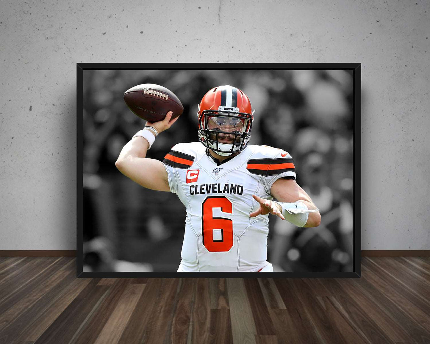 Baker Mayfield Black & White Canvas Art