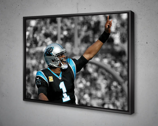 Cam Newton Black & White Canvas Art