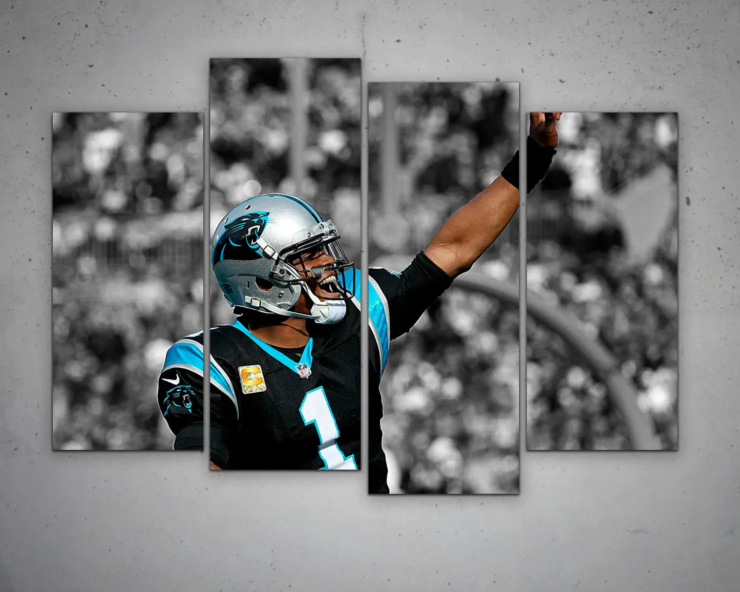 Cam Newton Black & White Canvas Art