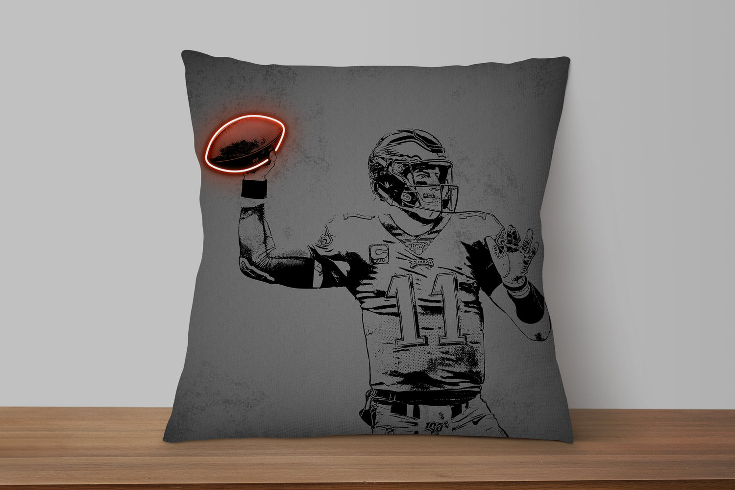 Carson Wentz Neon Effect Pillow