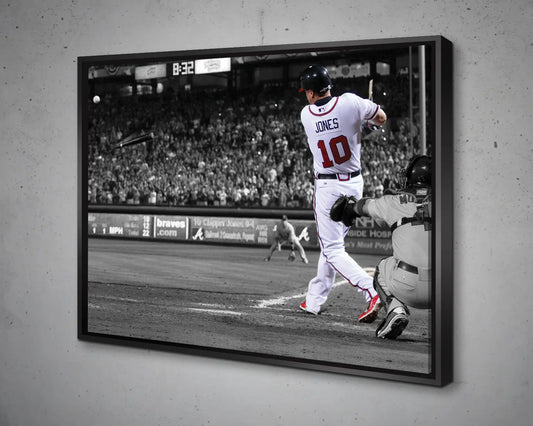 Chipper Jones Black & White Canvas Art