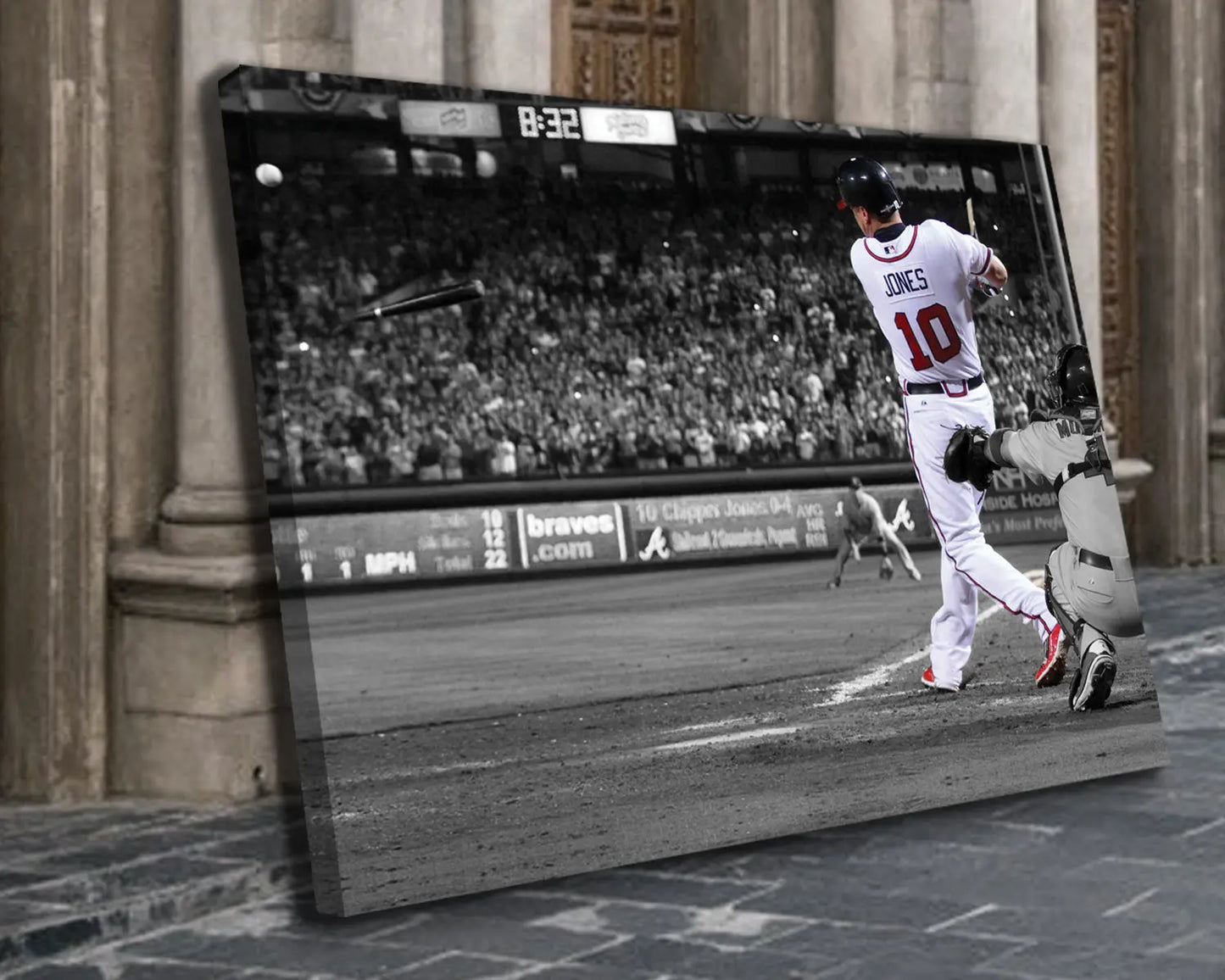 Chipper Jones Black & White Canvas Art