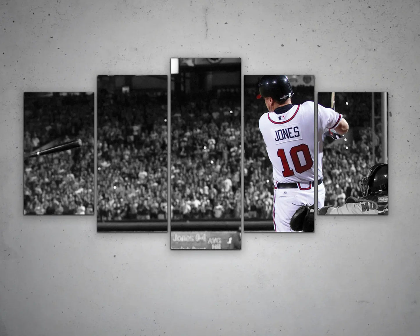 Chipper Jones Black & White Canvas Art