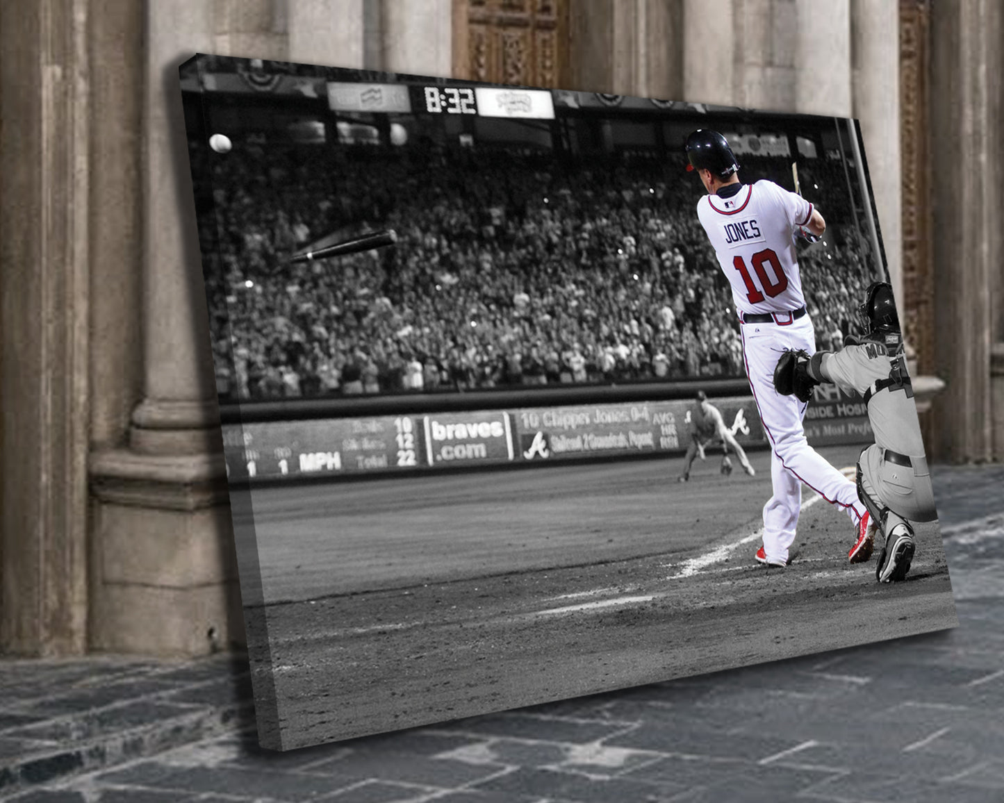 Chipper Jones Black & White Canvas Art