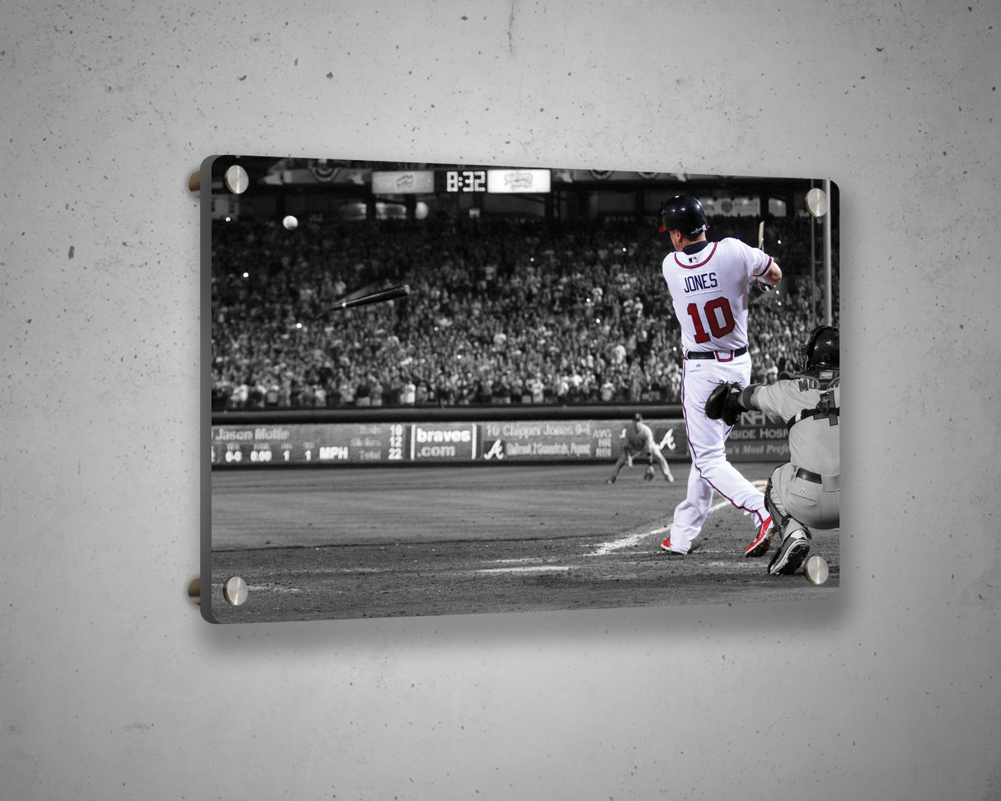 Chipper Jones Black & White Canvas Art