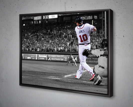 Chipper Jones Black & White Canvas Art