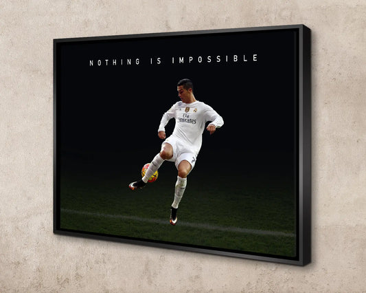 Cristiano Ronaldo Nothing is impossible Sport Quote Canvas Wall Art