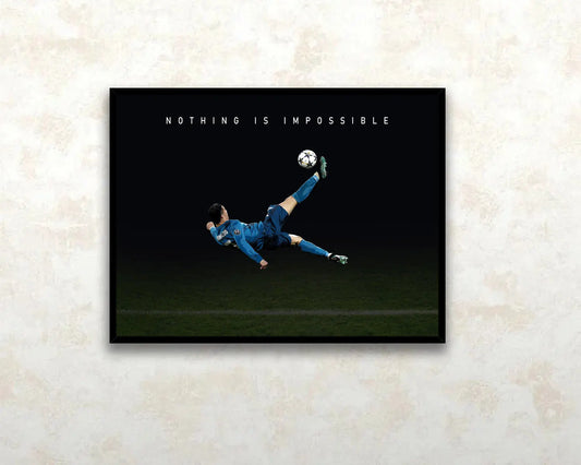 Cristiano Ronaldo Nothing is impossible Sport Quote Canvas Wall Art