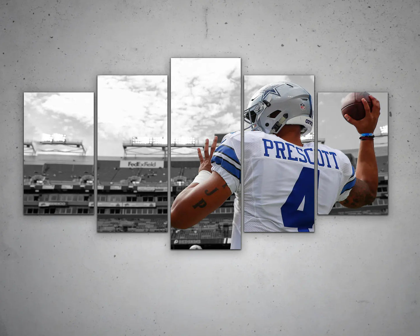 Dak Prescott Black & White Canvas Art