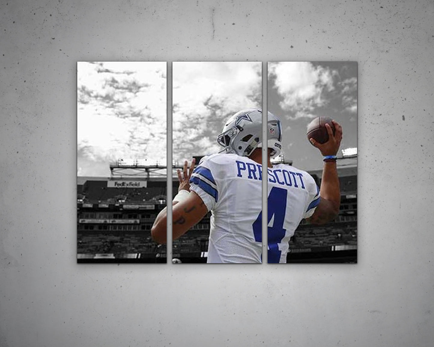 Dak Prescott Black & White Canvas Art