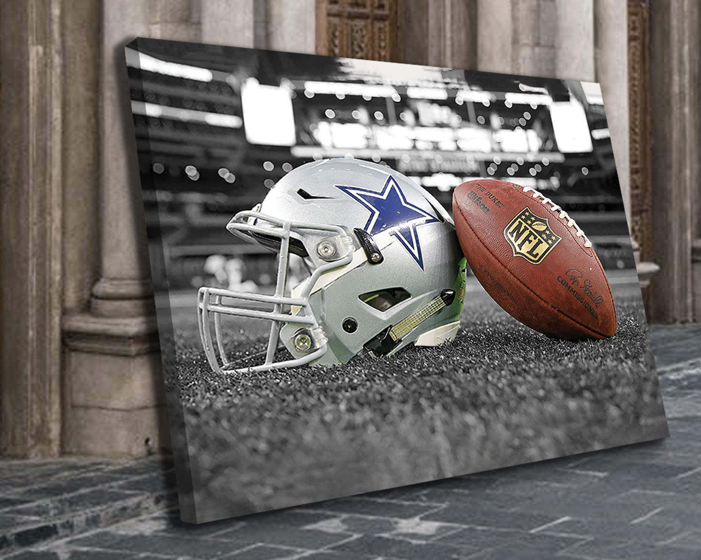 Dallas Cowboys Black & White Canvas Art