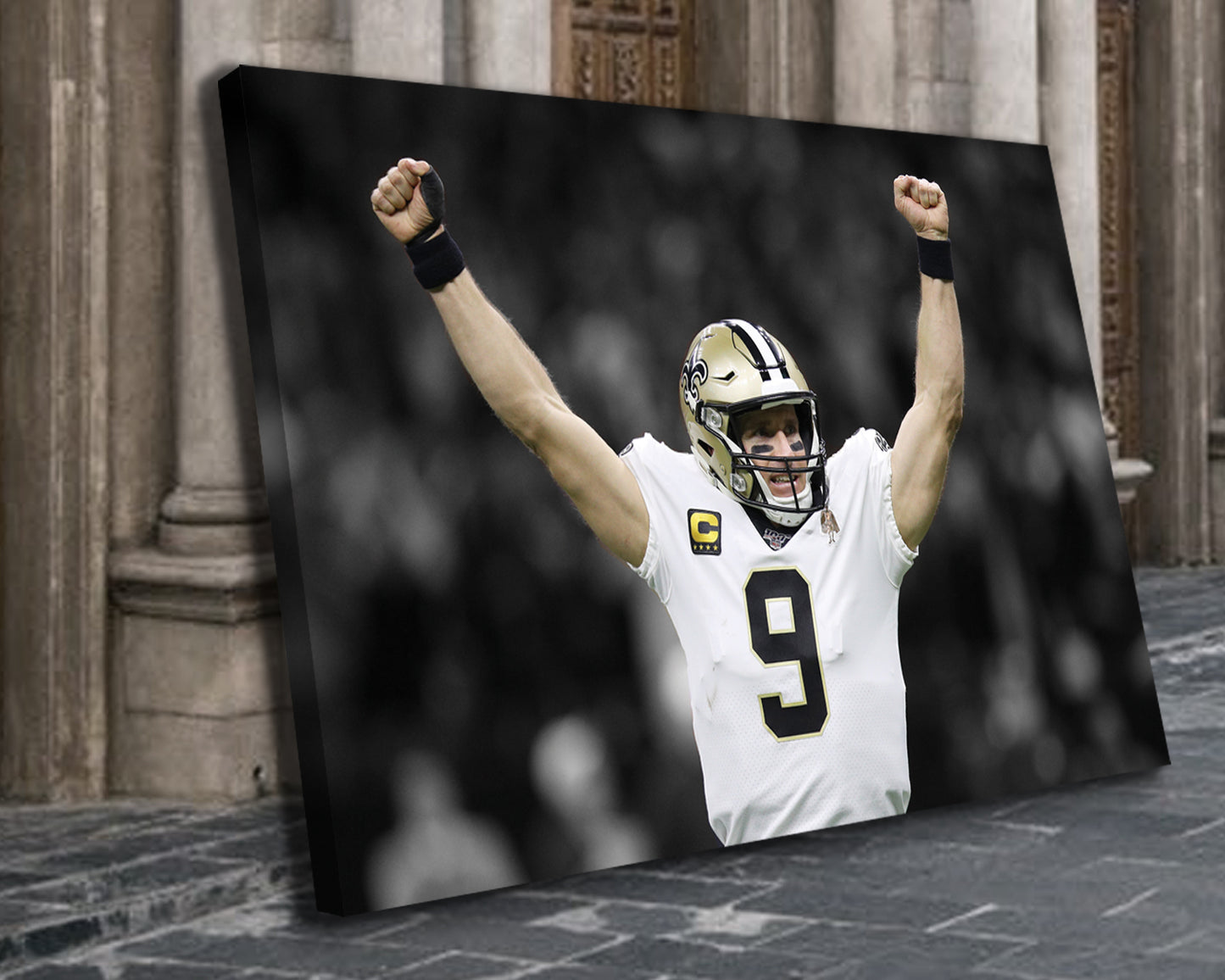 Drew Brees Black & White Canvas Art