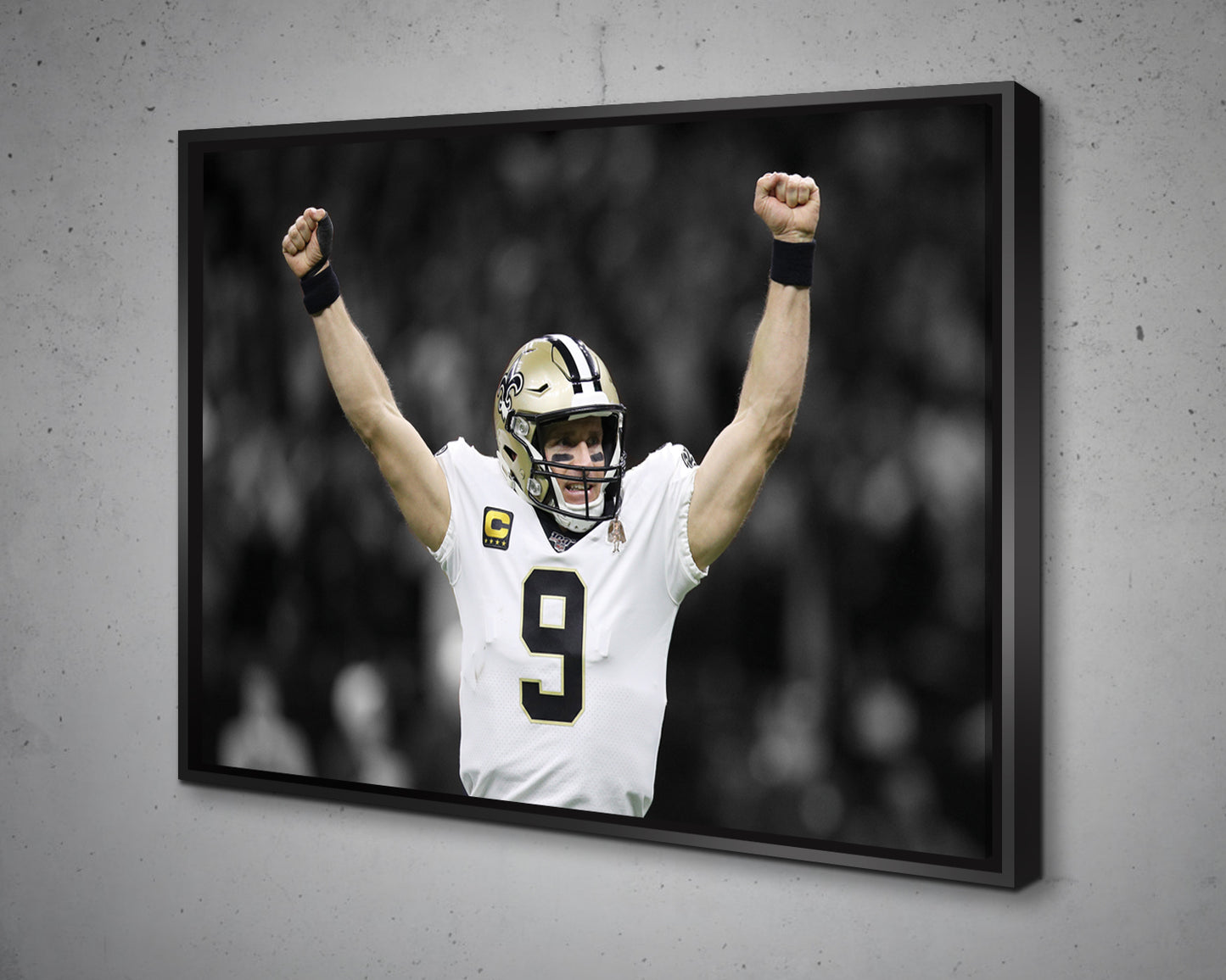 Drew Brees Black & White Canvas Art
