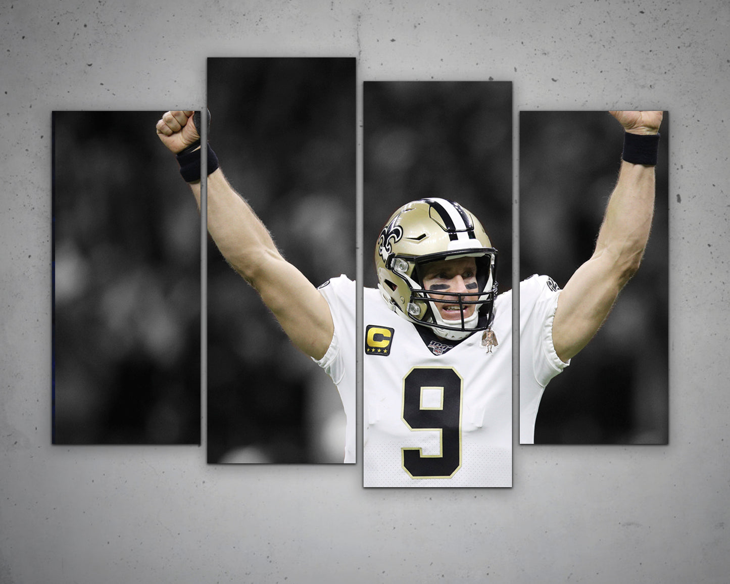 Drew Brees Black & White Canvas Art