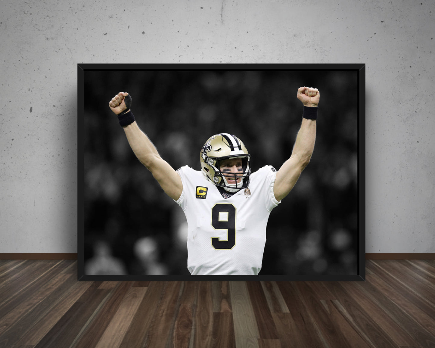 Drew Brees Black & White Canvas Art