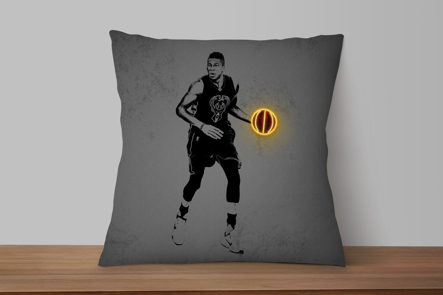 Giannis Antetokounmpo Neon Effect Pillow