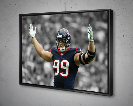 J.J. Watt Black & White Canvas Art