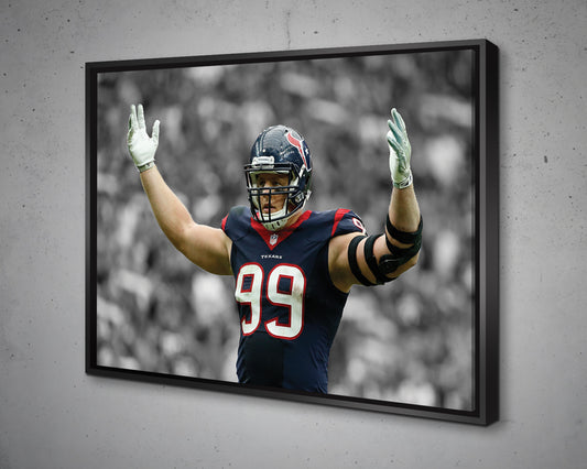 J.J. Watt Black & White Canvas Art