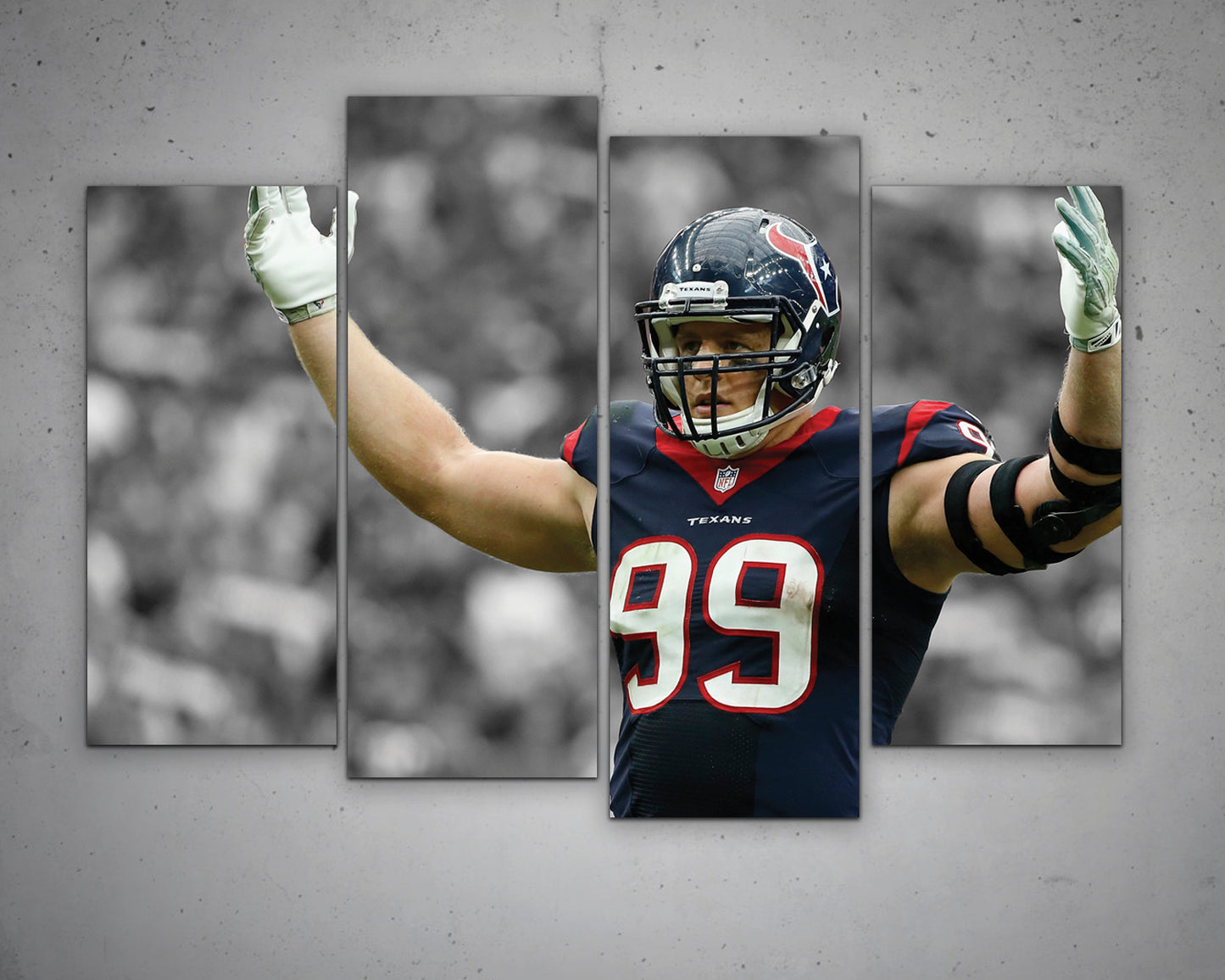 J.J. Watt Black & White Canvas Art