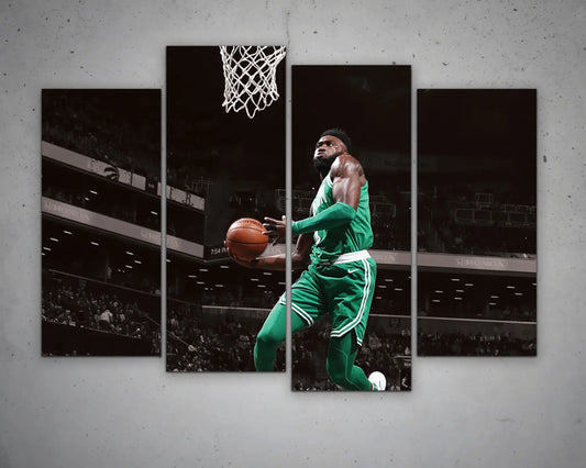 Jaylen Brown Black & White Canvas Art