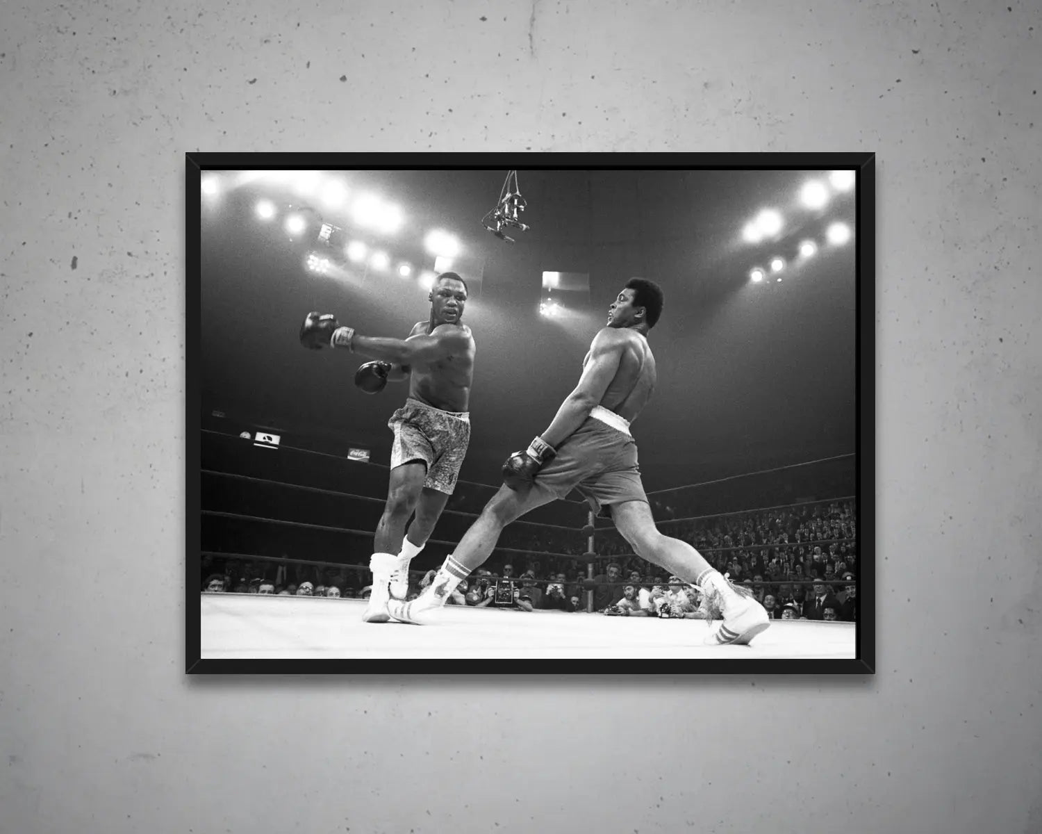 Joe Frazier vs. Muhammad Ali Black & White Canvas Print | Boxing