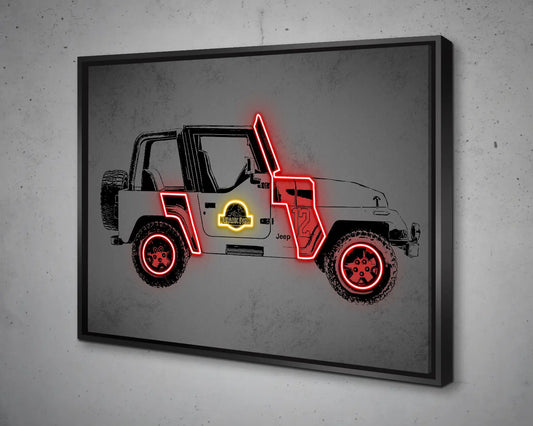 Jurassic Car Canvas Wall Art