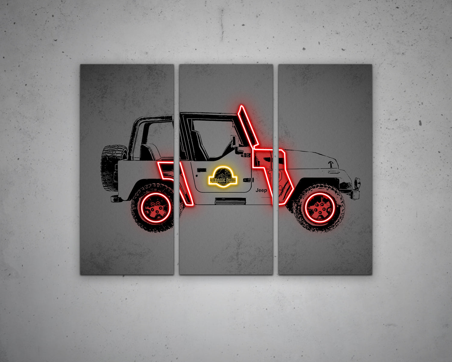 Jurassic Car Canvas Wall Art