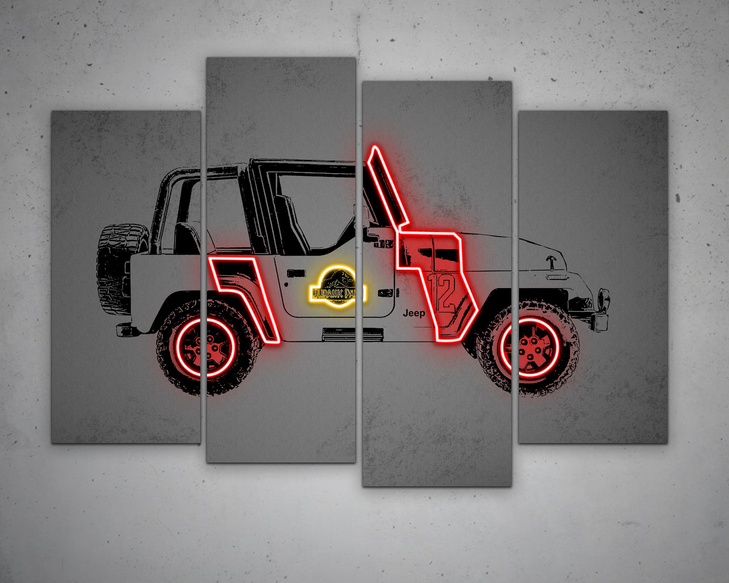 Jurassic Car Canvas Wall Art