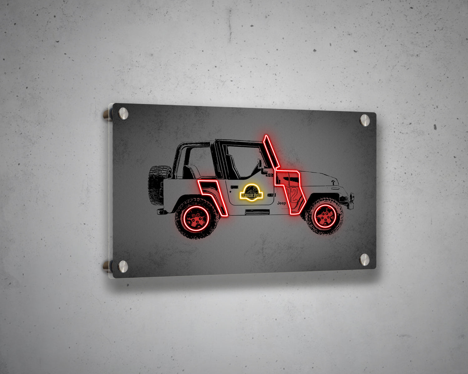 Jurassic Car Canvas Wall Art