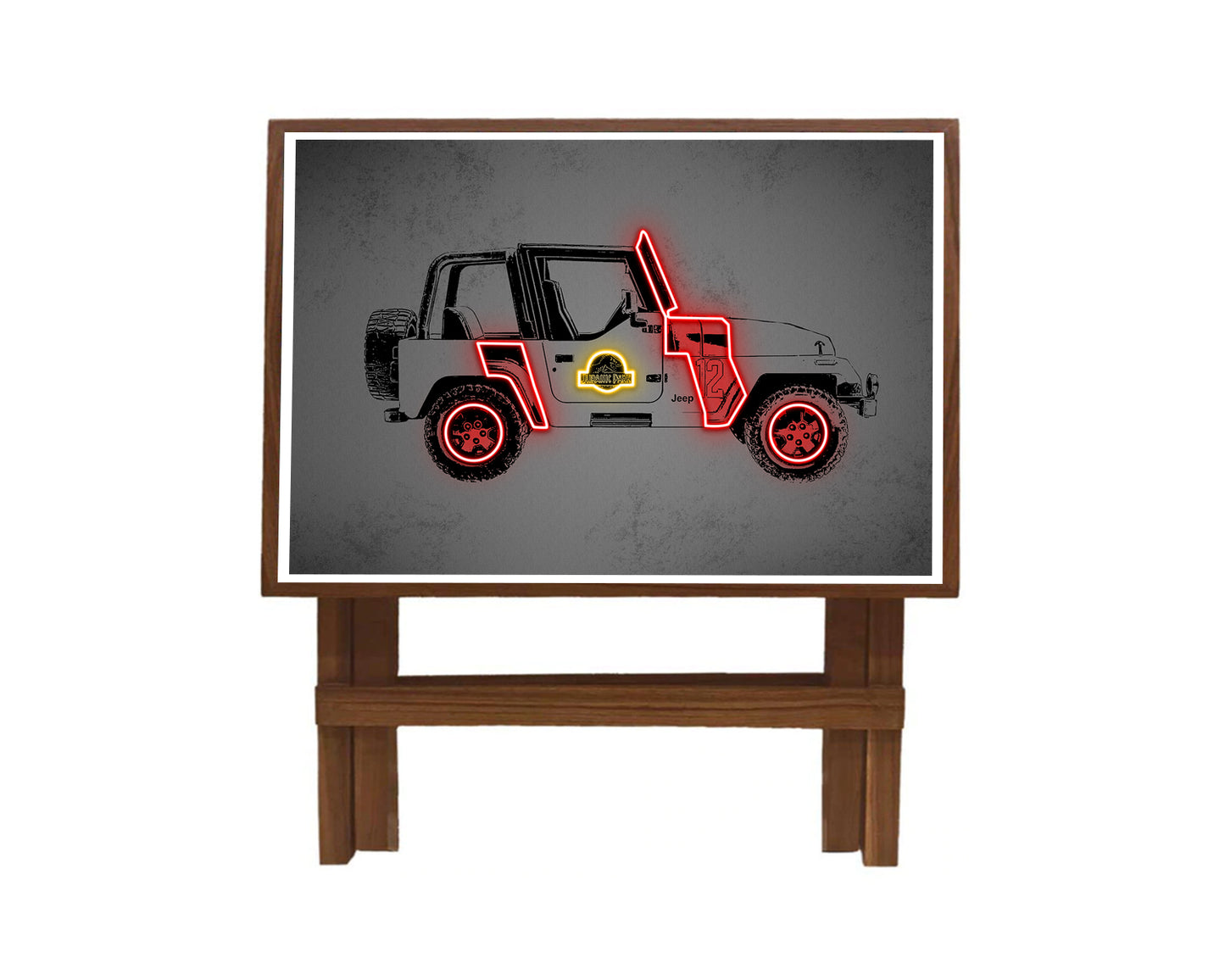 Jurassic Car Neon Effect Coffee and Laptop Table