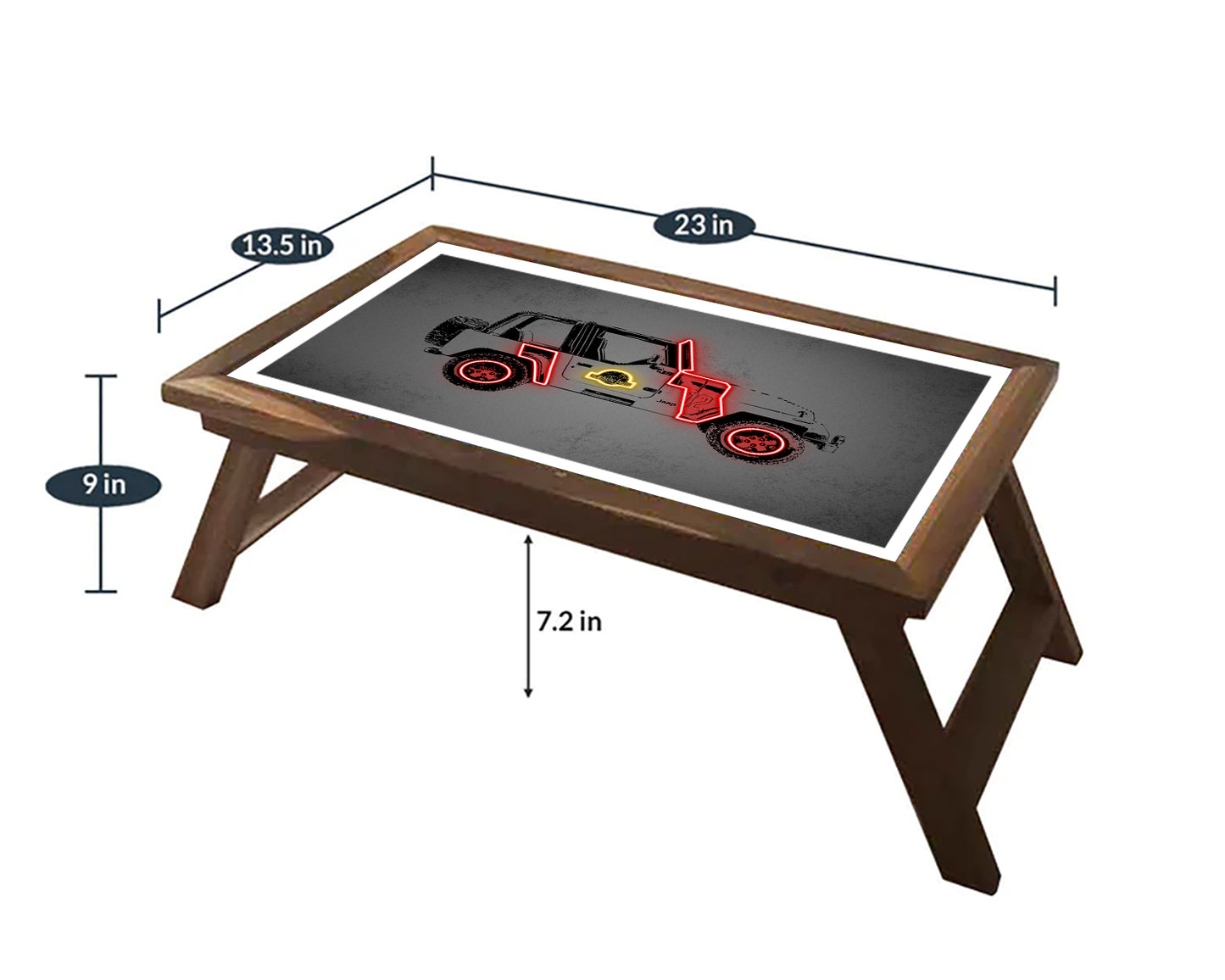 Jurassic Car Neon Effect Coffee and Laptop Table