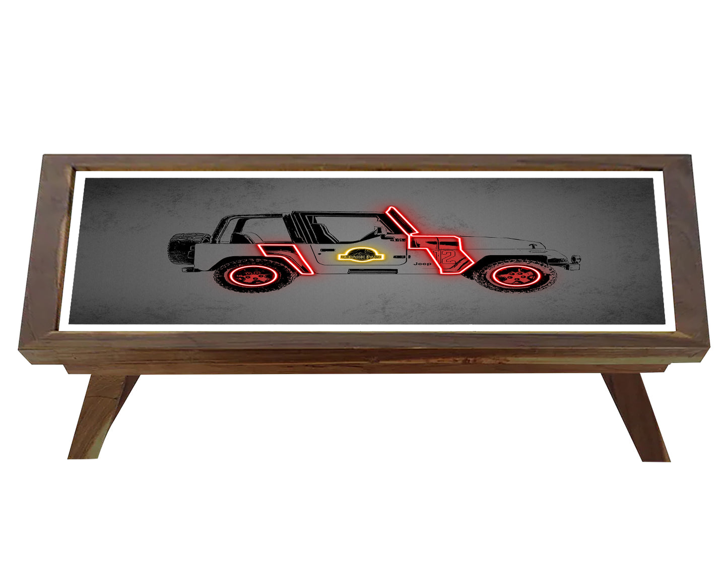 Jurassic Car Neon Effect Coffee and Laptop Table