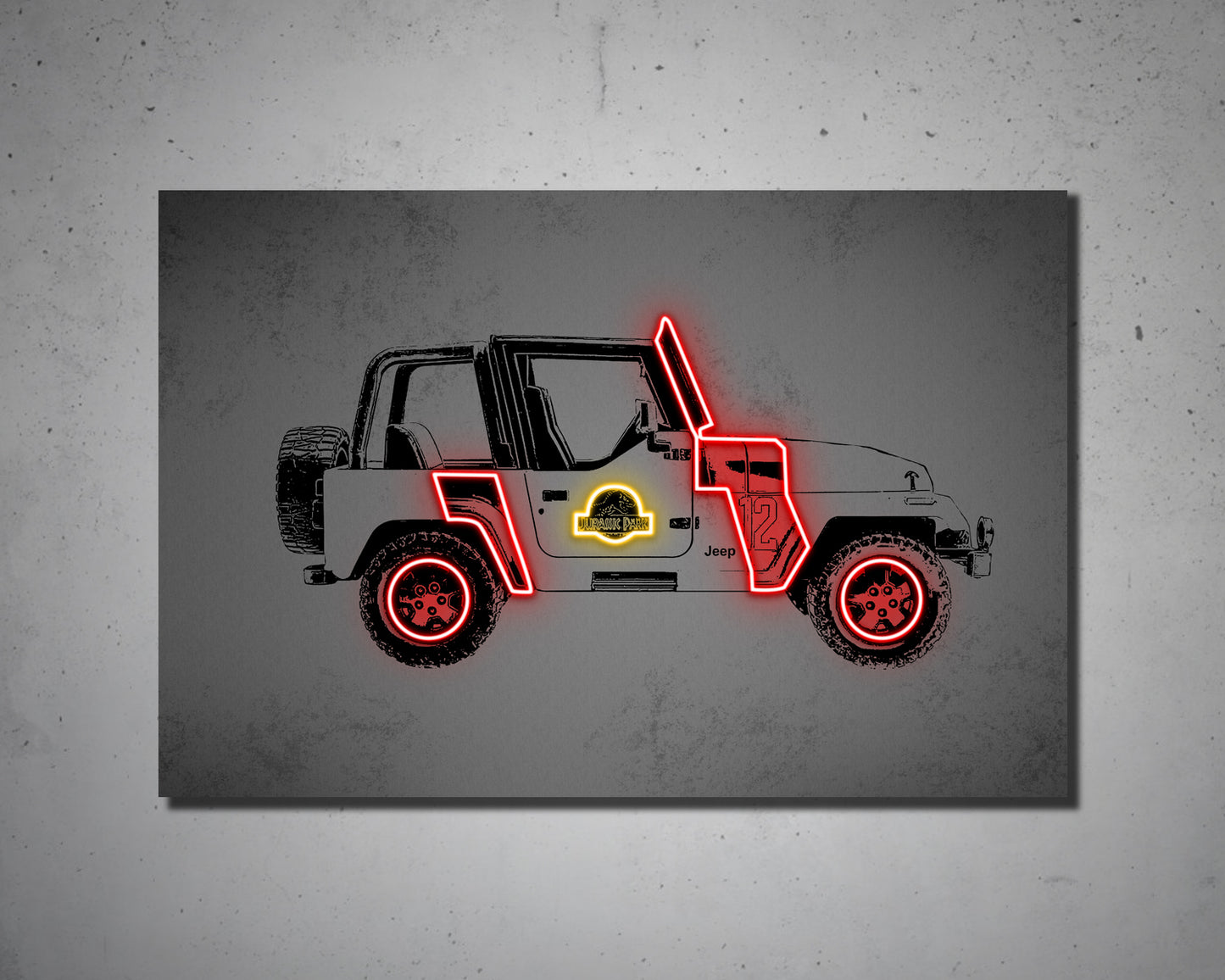 Jurassic Car Canvas Wall Art
