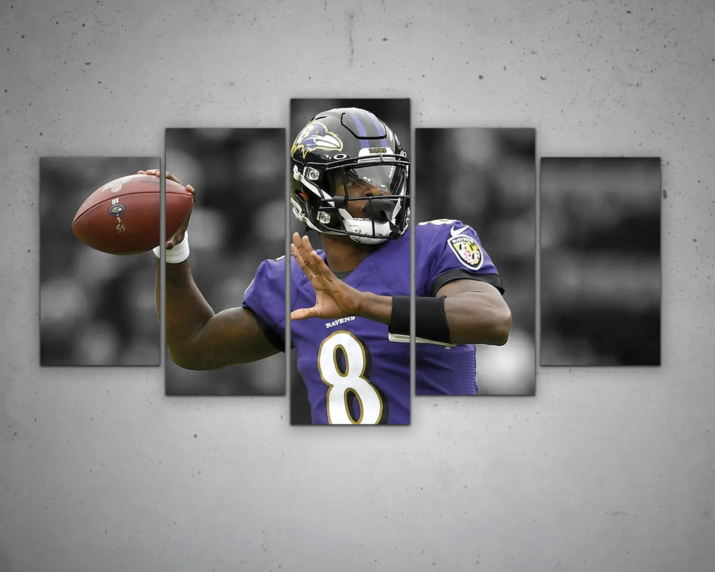 Lamar Jackson Black & White Canvas Art