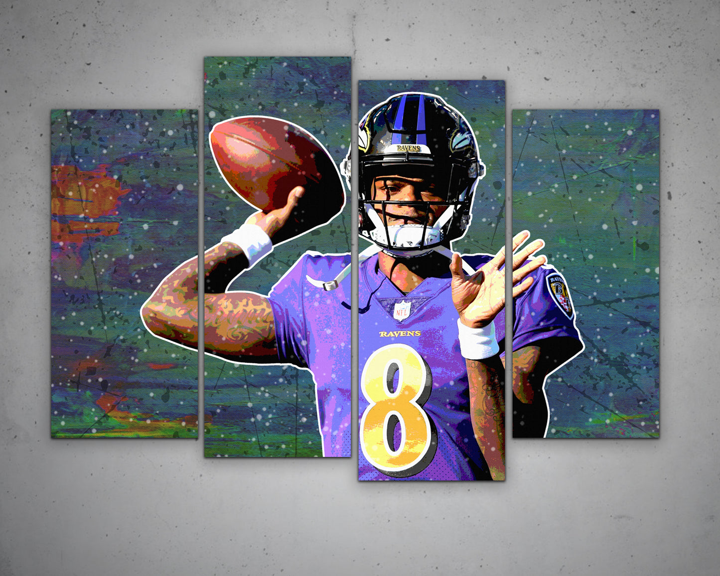 Lamar Jackson Multicolour Wall Art