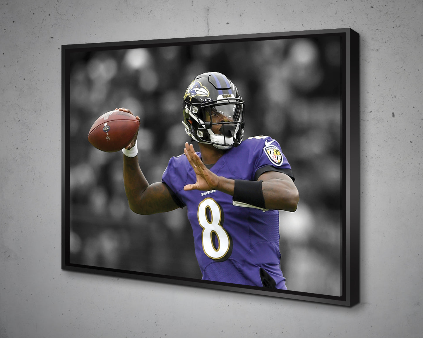 Lamar Jackson Black & White Canvas Art