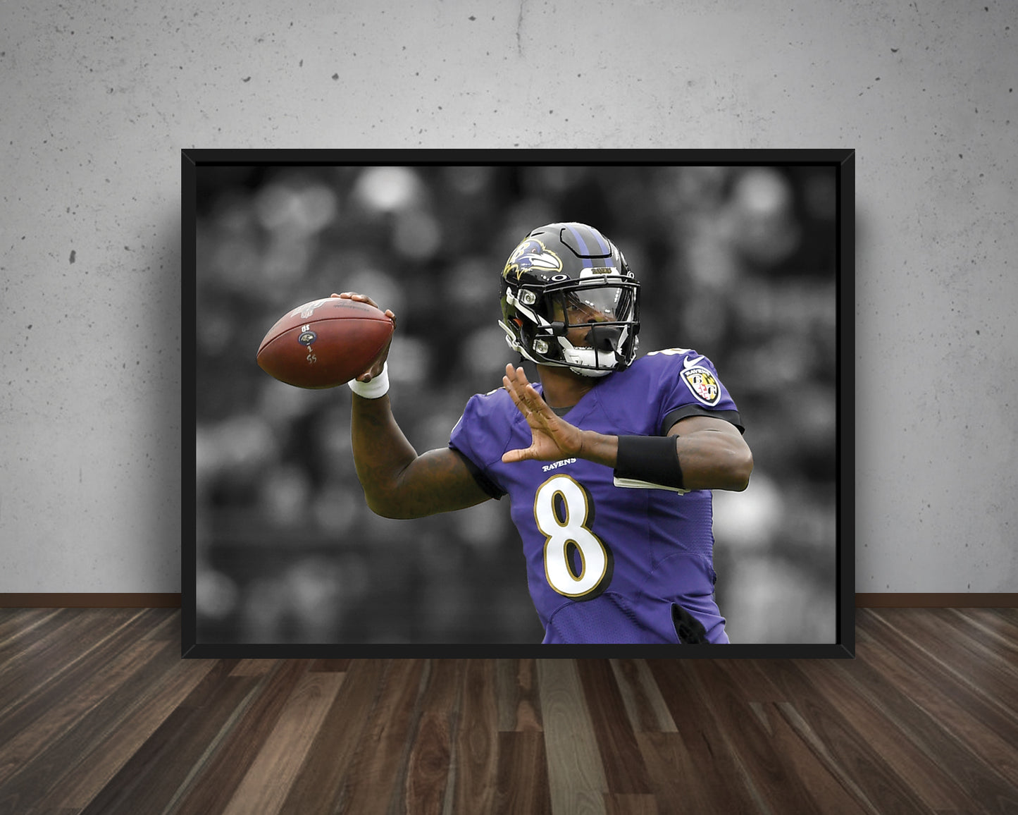 Lamar Jackson Black & White Canvas Art