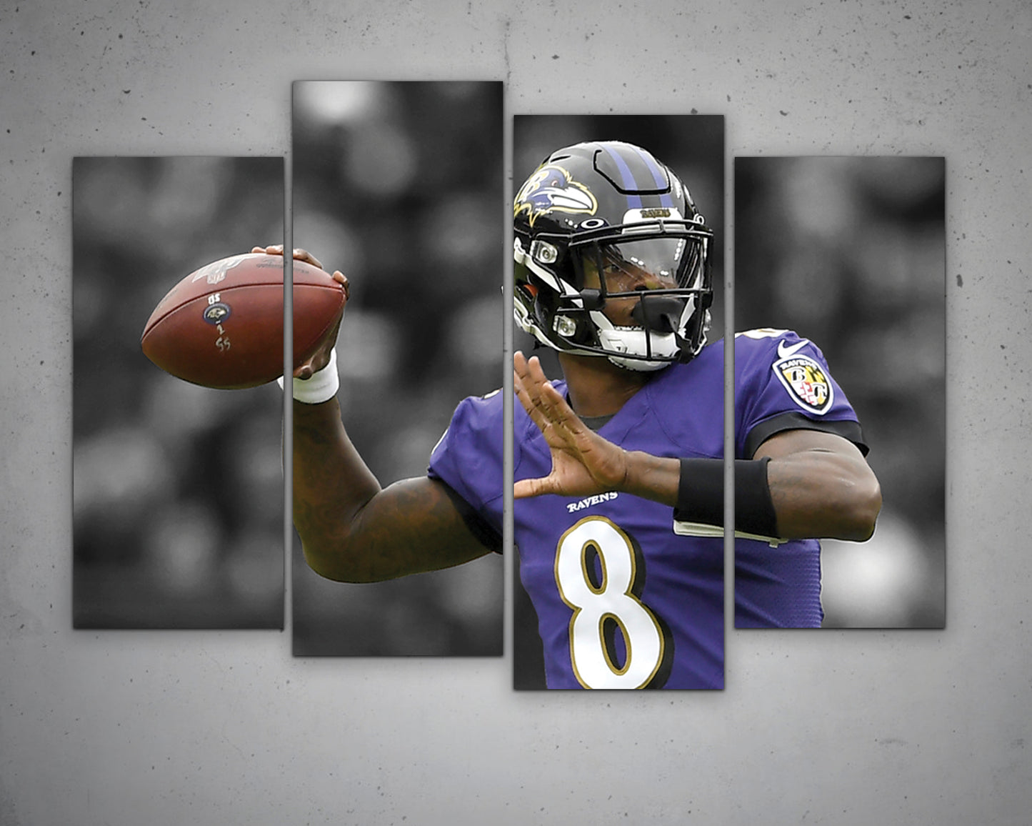 Lamar Jackson Black & White Canvas Art